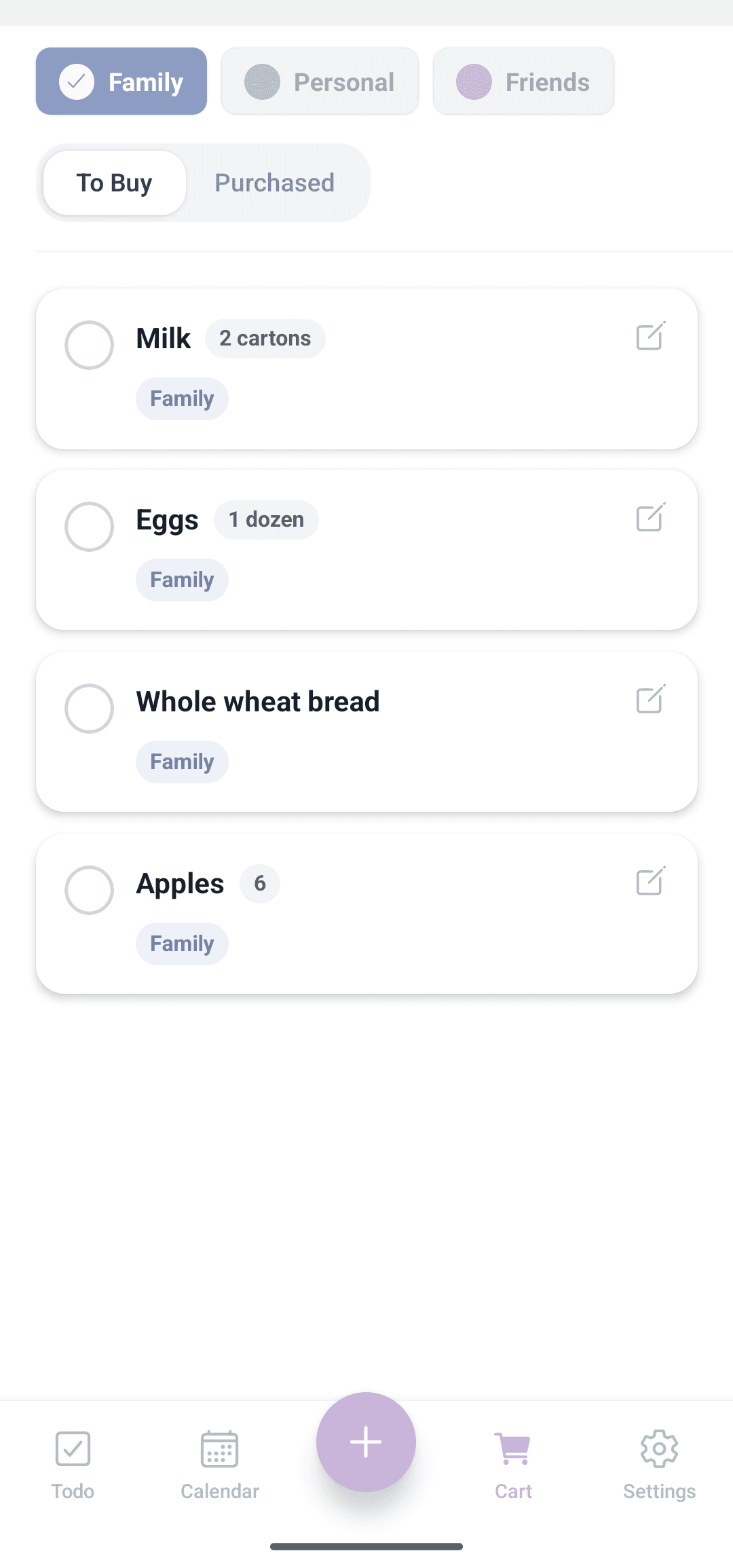 Live shopping list